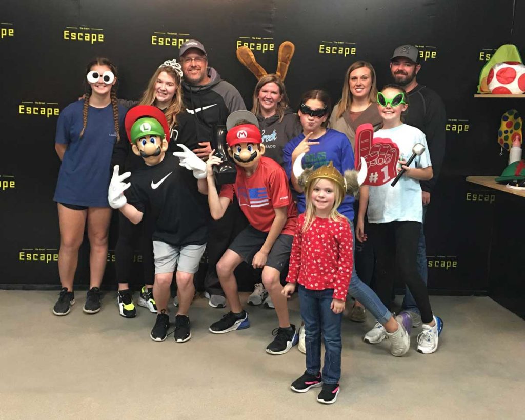 Participants who escaped the Mario room at the Great Escape in Waxahachie