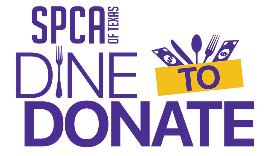 Logo of Dine to Donate program by the SPCA of Texas