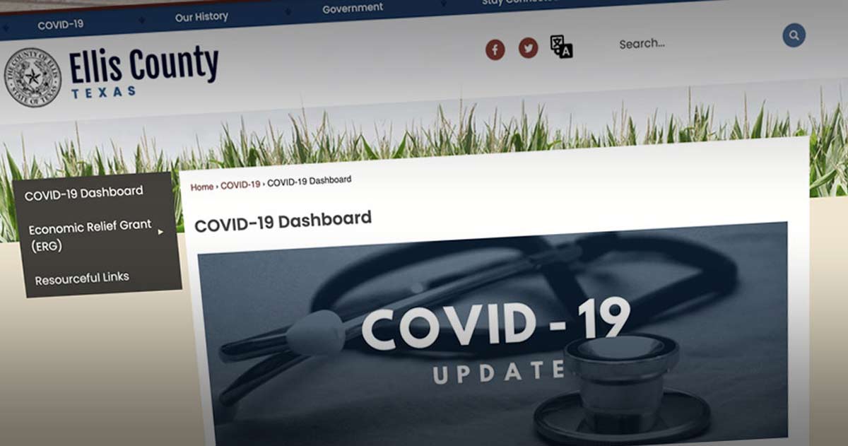 Image of Ellis County COVID-19 dashboard web page