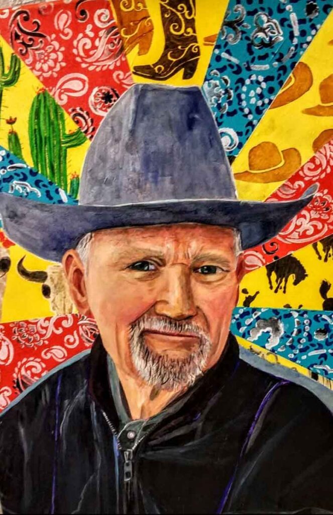 Image of painting of Cowboy Poet David Smith of Waxahachie, Texas