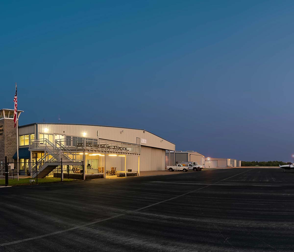 Mid-Way Regional Airport at dusk