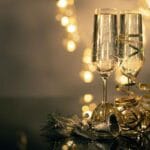 Champagne glasses with lights.