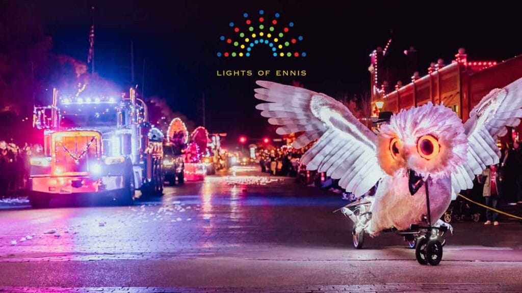 lights of ennis christmas parade in downtown ennis texas